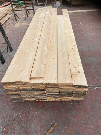 150mm x 28mm yellow pine boards machined from reclaimed beams